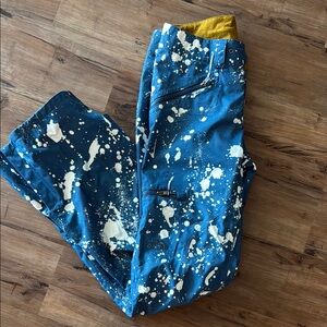 The North Face Blue and White SplatterSki Pants